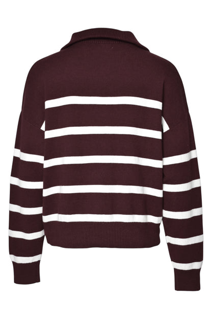 Brown Striped Quarter Zip Jumper
