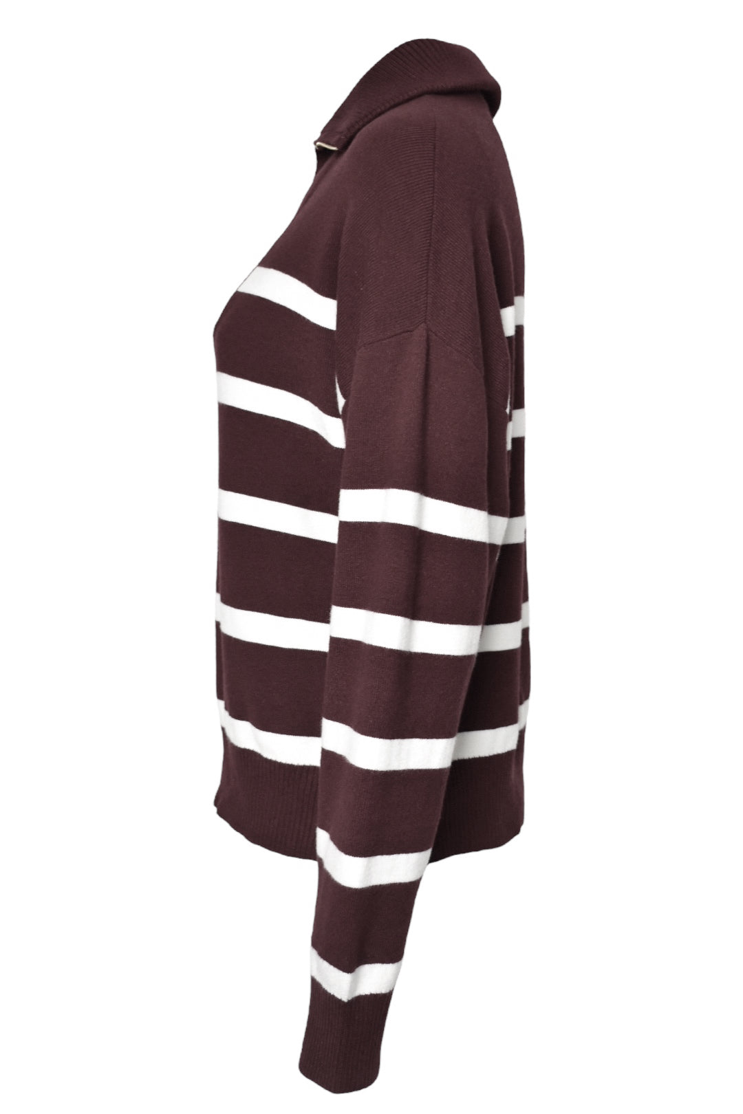 Brown Striped Quarter Zip Jumper