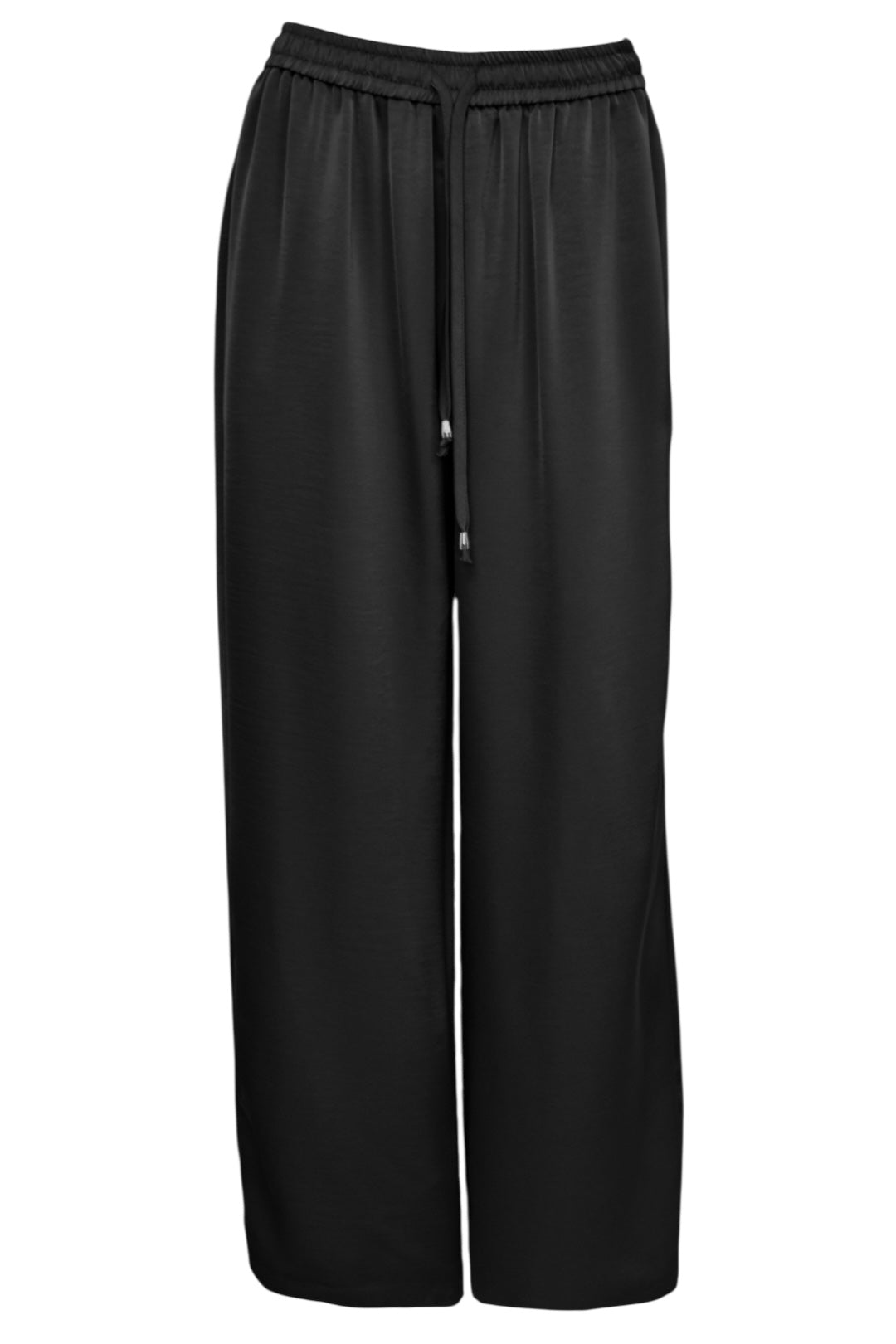 Black Satin Frill Top & Wide Leg Trousers Co-ord