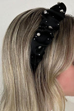 Black Satin Scattered Diamante Hairband