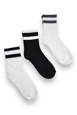 Black, Grey & White Striped Socks