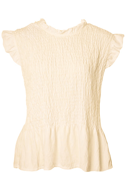 Lemon Shirred Frill Fleeve Top