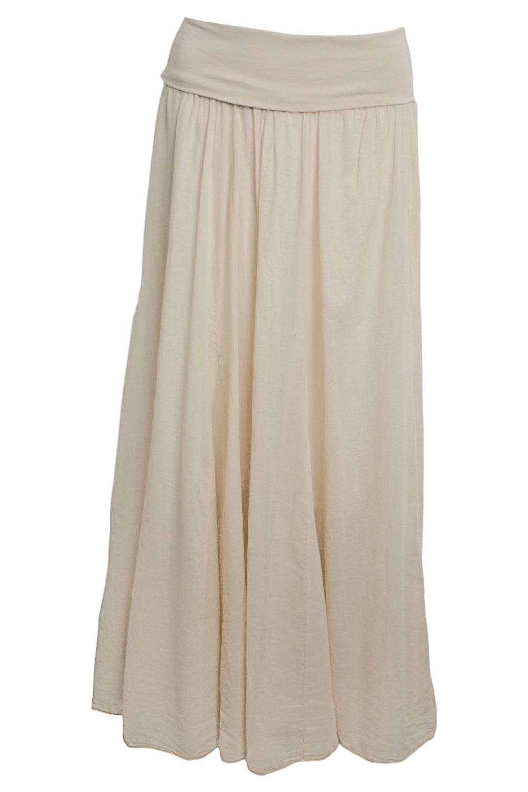 Beige Folded Waist Maxi Skirt