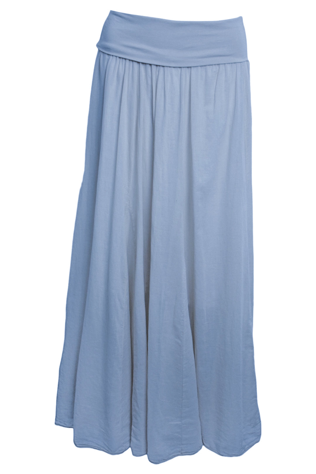 Blue Folded Waist Maxi Skirt