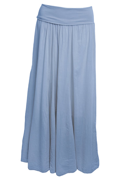 Blue Folded Waist Maxi Skirt