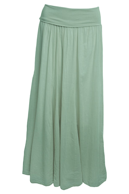 Sage Folded Waist Maxi Skirt
