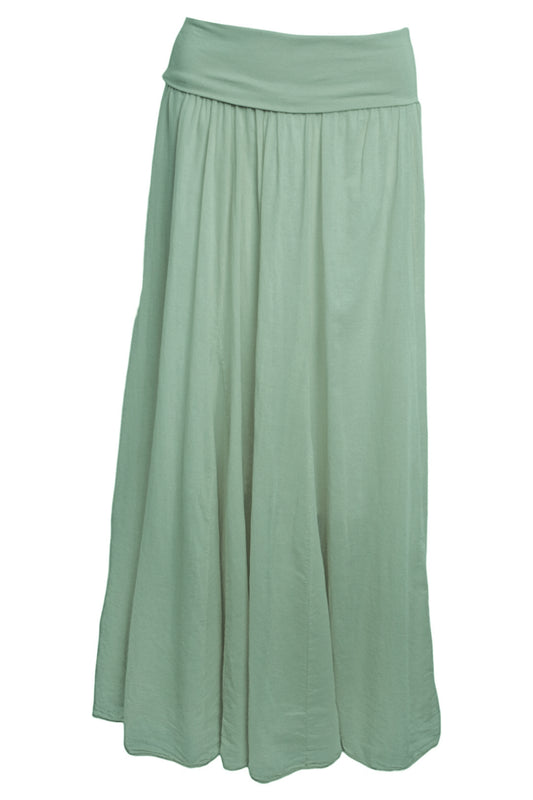 Sage Folded Waist Maxi Skirt