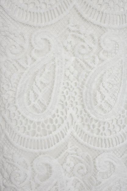 White Lace Scalloped Short Sleeve Blouse