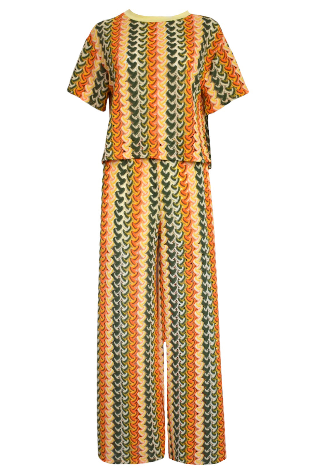 Orange Knitted Zig Zag Trousers Co-ord