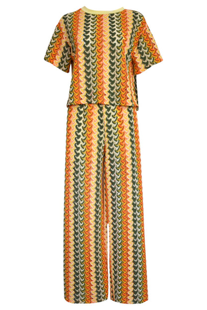 Orange Knitted Zig Zag Trousers Co-ord