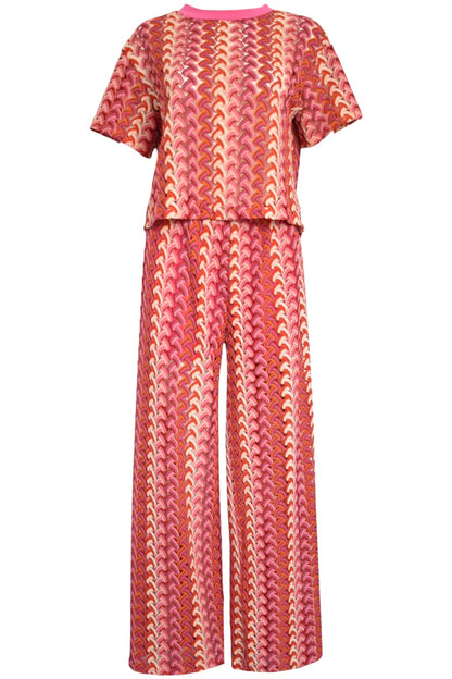 Pink Knitted Zig Zag Trousers Co-ord