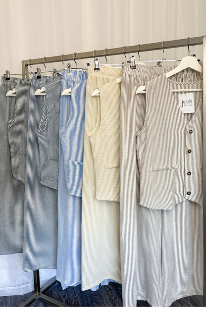 Grey Pinstripe Waistcoat & Trousers Co-ord
