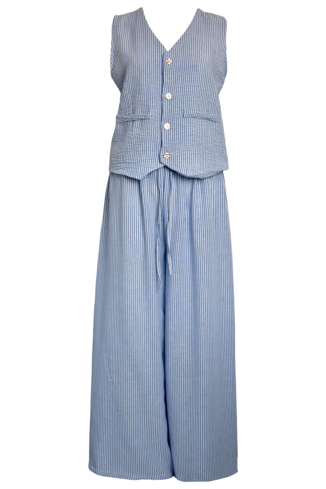 Navy Pinstripe Waistcoat & Trousers Co-ord