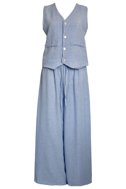 Navy Pinstripe Waistcoat & Trousers Co-ord