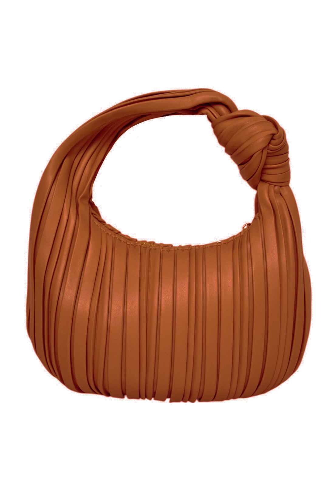Dark Tan Pleated Knot Grab Bag