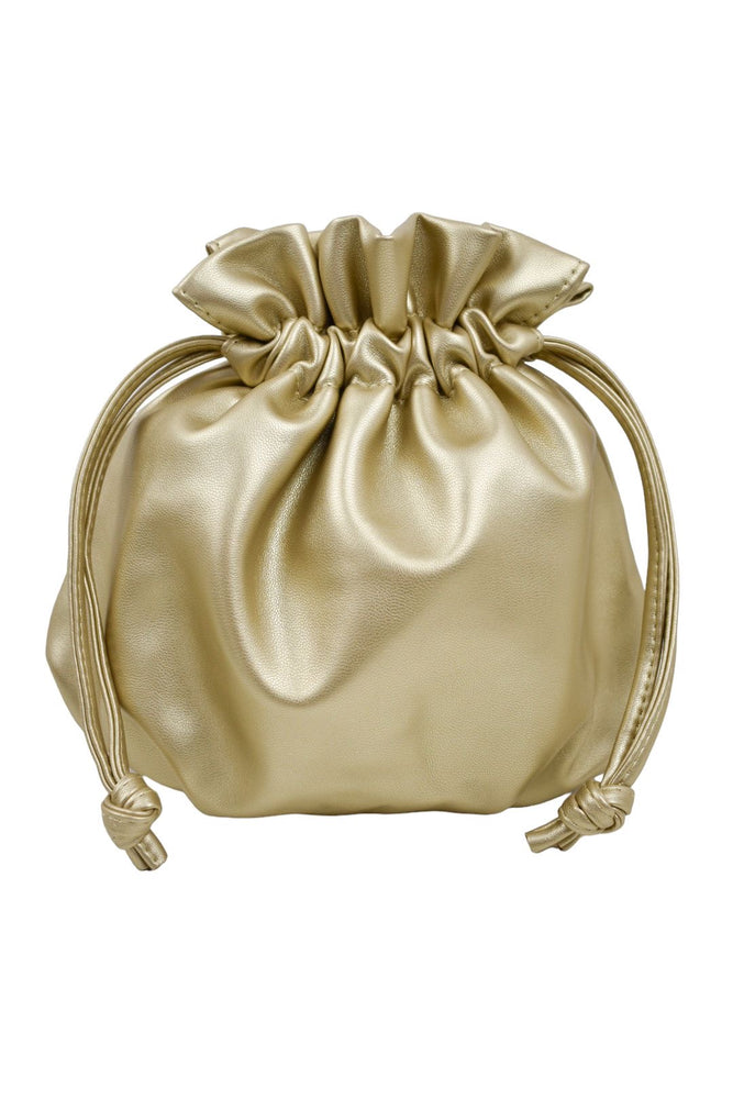 Gold Drawstring Metallic Pouch Bag