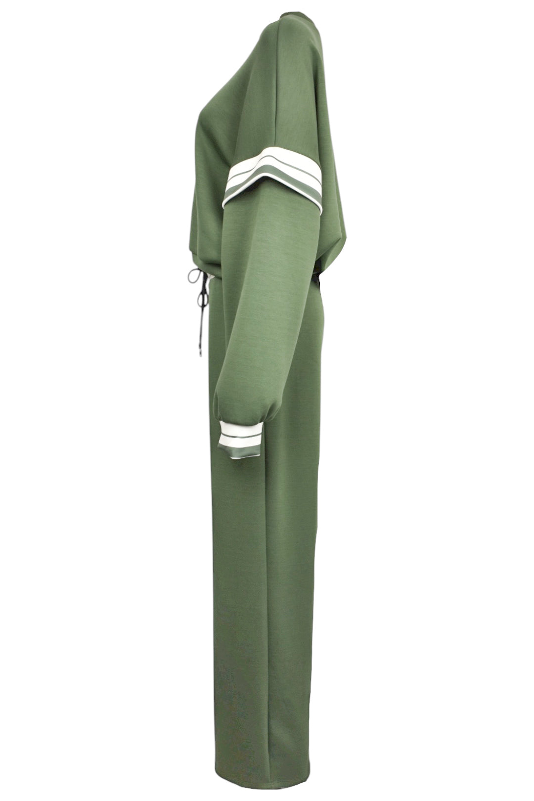 Khaki Striped Dropped Sleeve Loungesuit