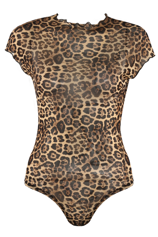 Short Sleeve Leopard Print Bodysuit