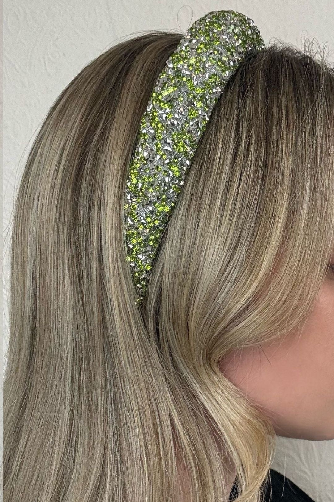 Lime Crystal & Pearl Embellished Hairband 2