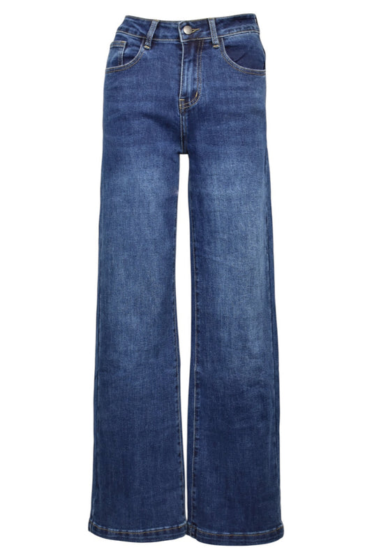 Mid-Dark Denim Straight Leg Jeans