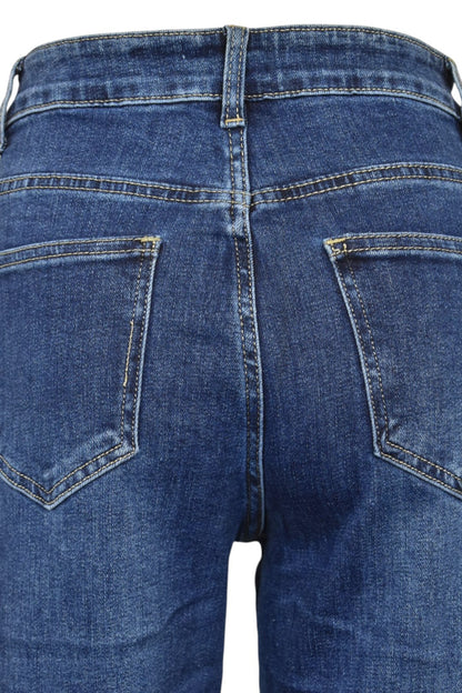 Mid-Dark Denim Straight Leg Jeans