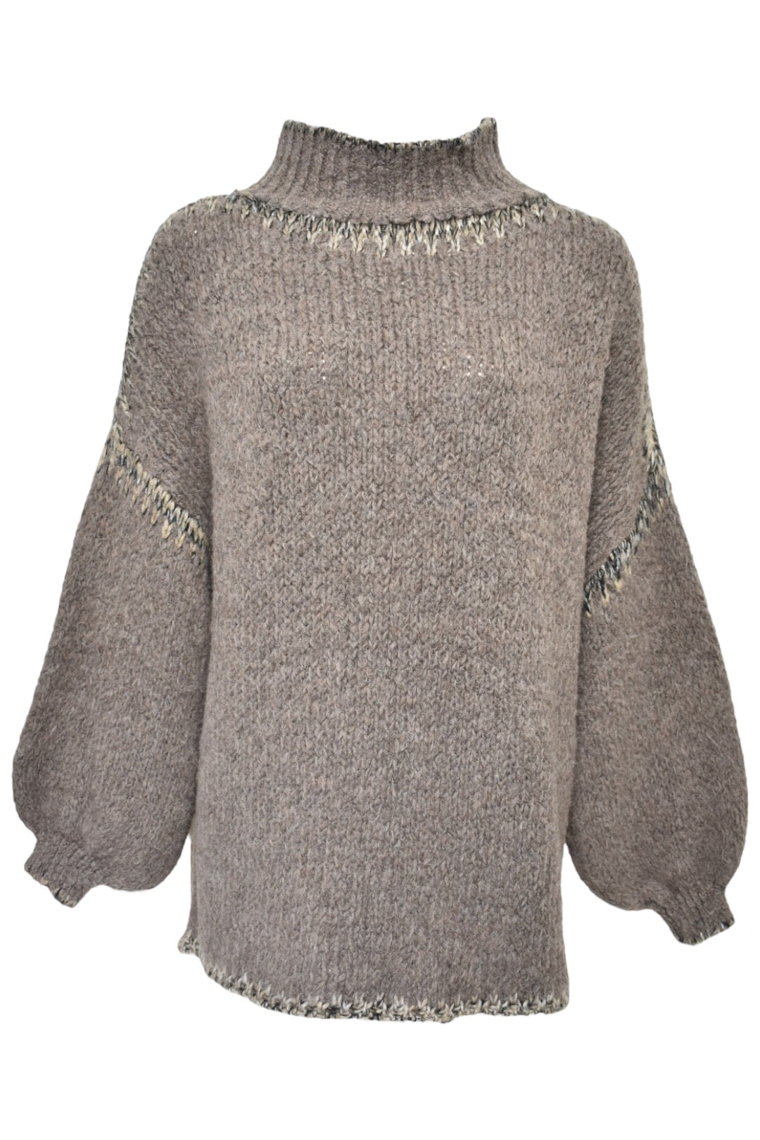 Mocha Stitch Detailing High Neck Jumper