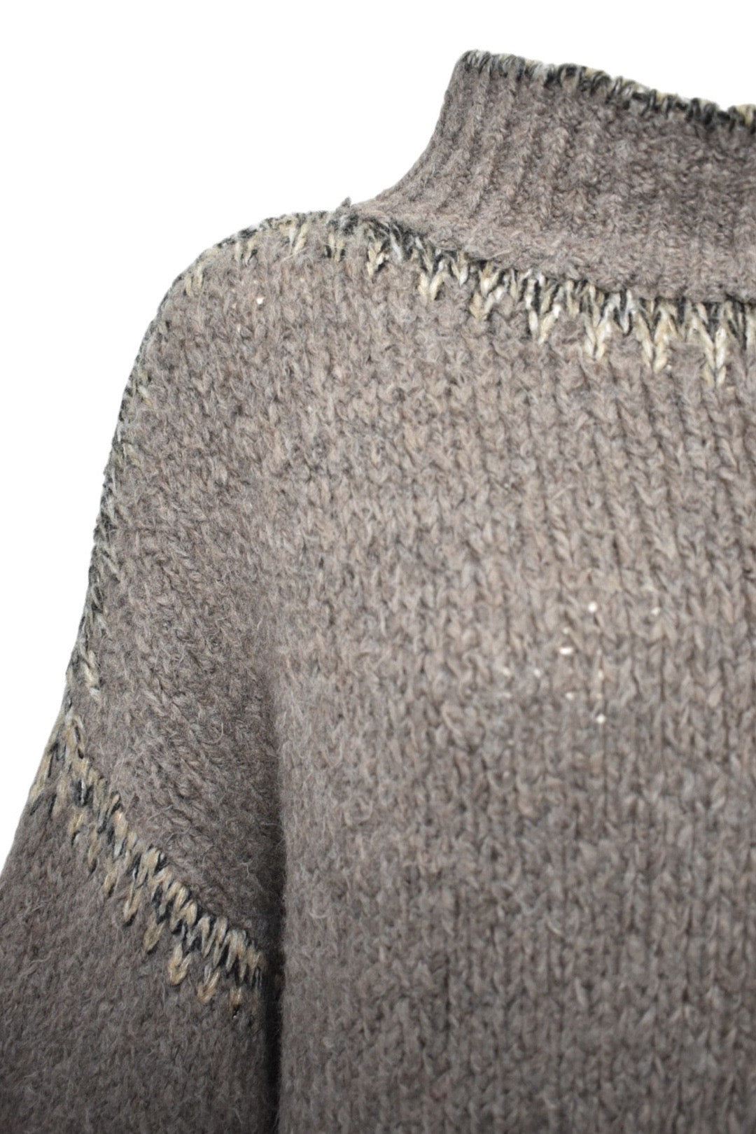 Mocha Stitch Detailing High Neck Jumper Detail