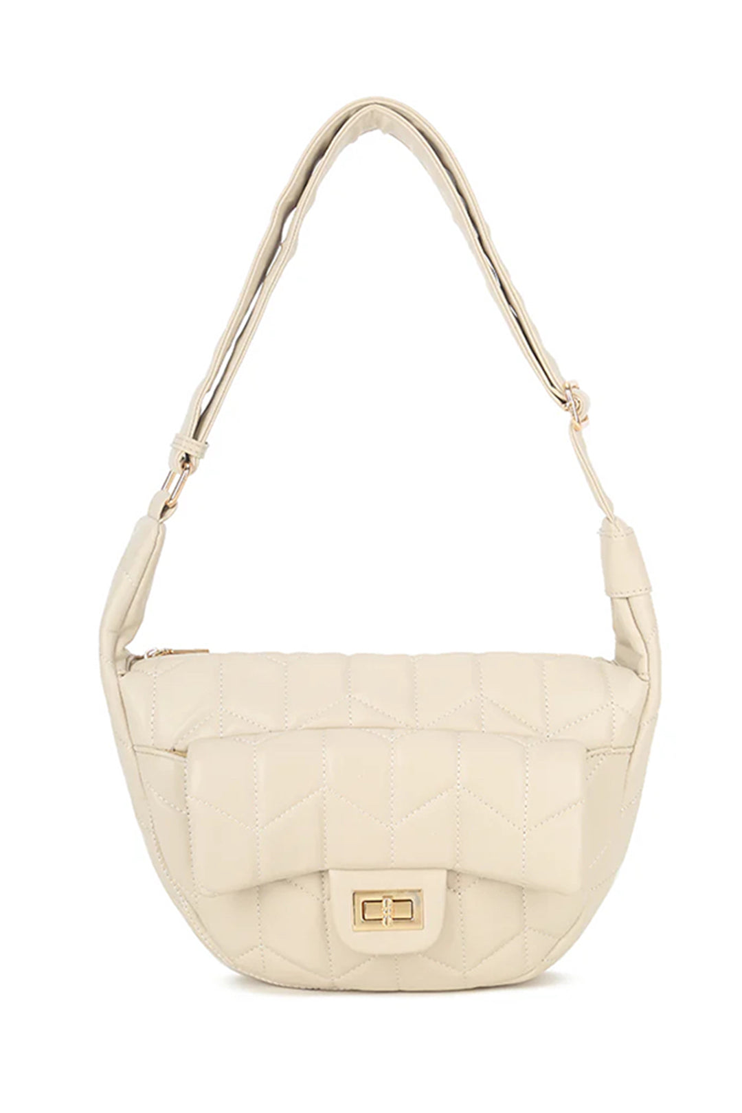 Nude Quilted Saddle Bag