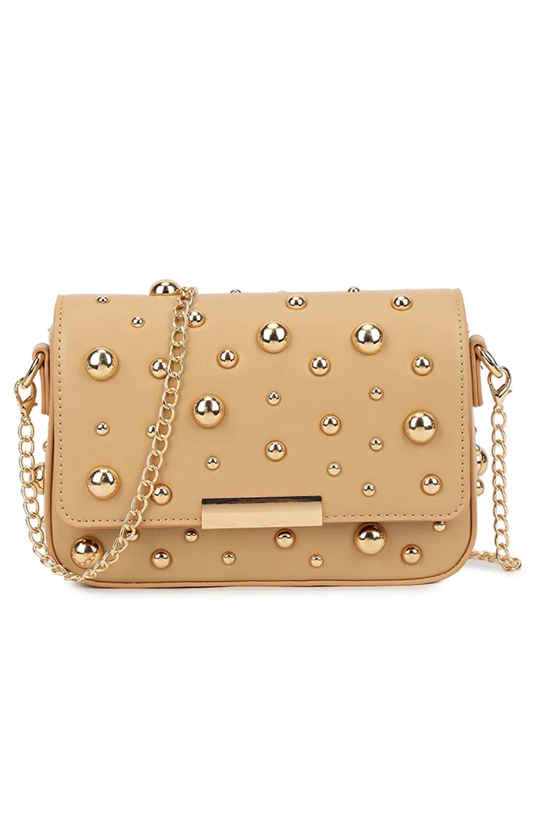 Nude Studded Cross Body Bag