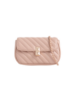 Nude Quilted Stripe Cross Body Bag
