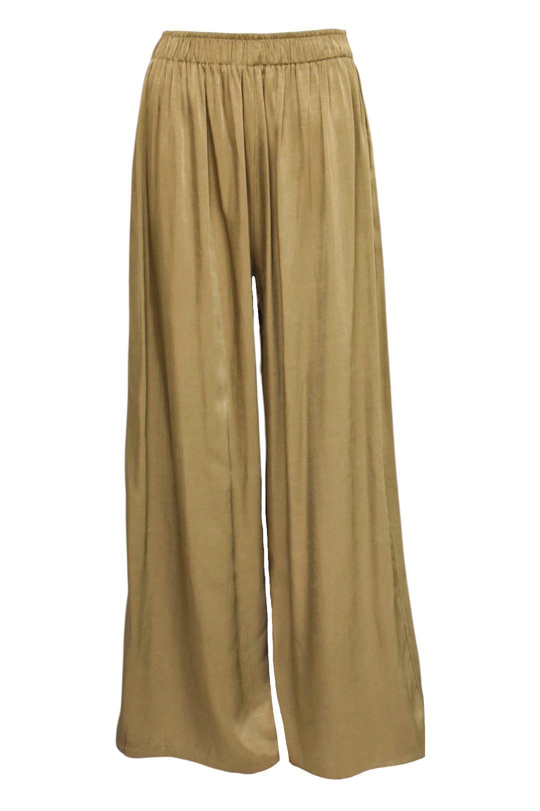Olive Satin Belted Top & Wide Leg Trousers