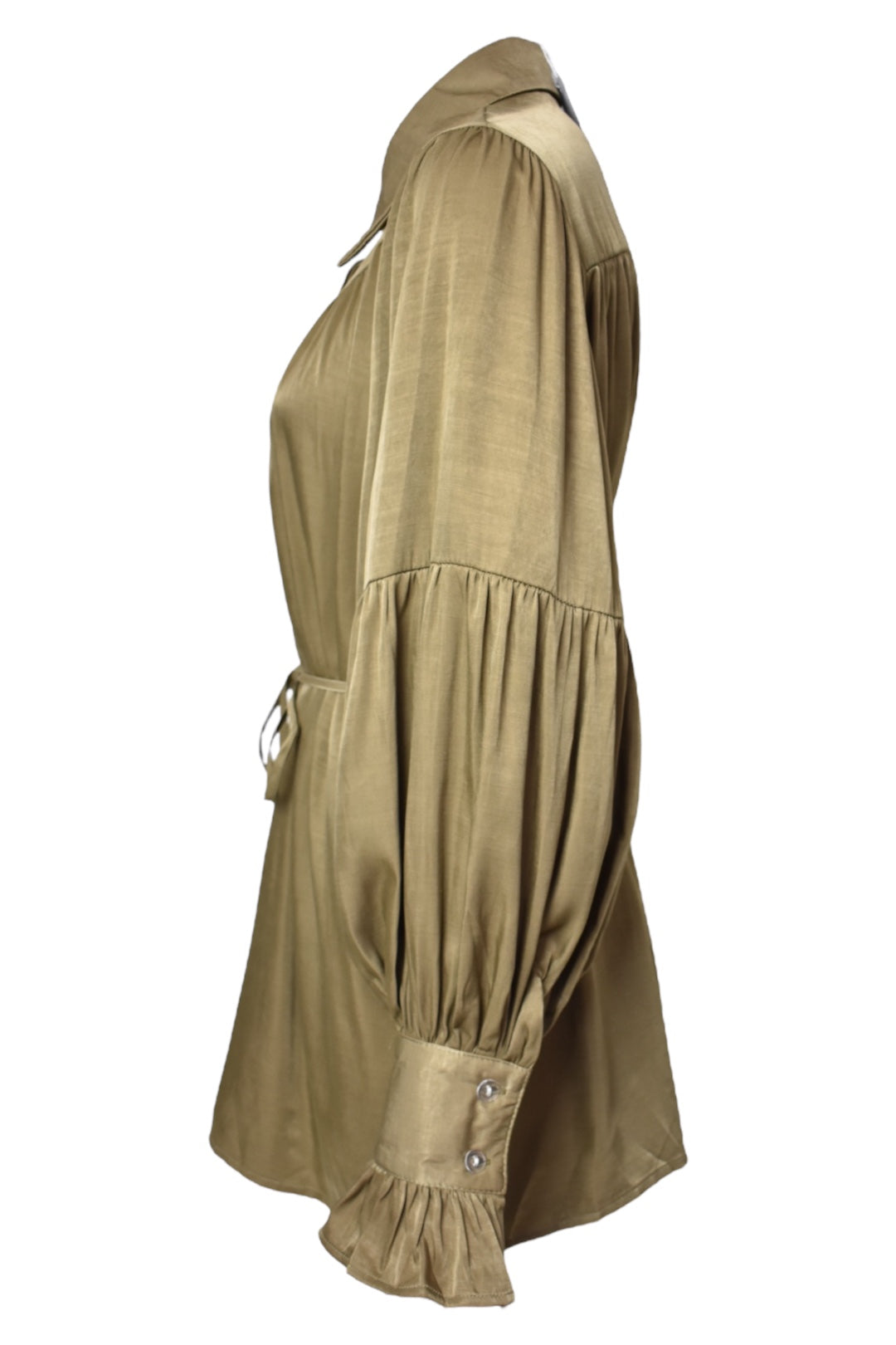 Olive Satin Belted Top & Wide Leg Trousers
