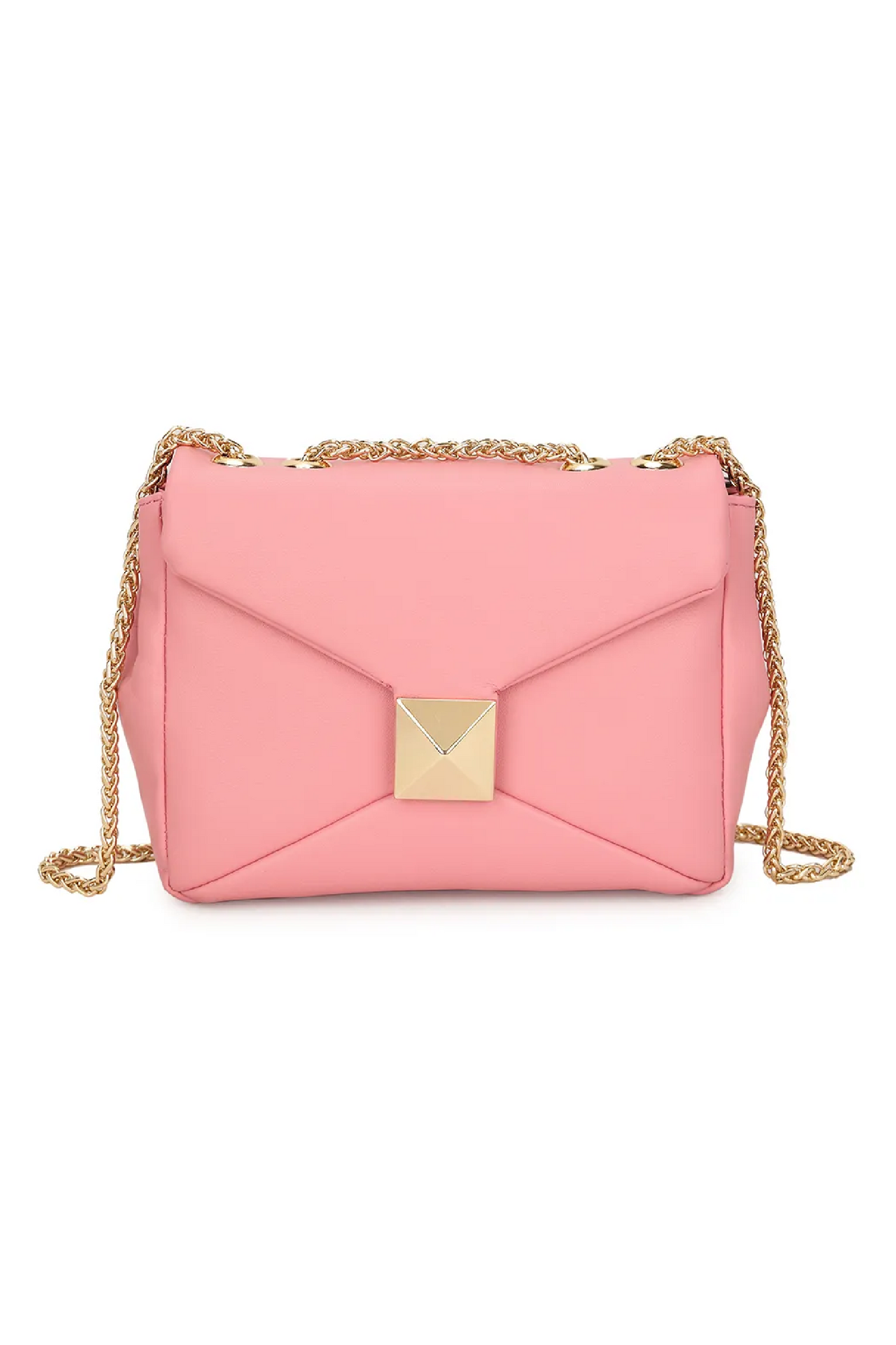 Pink Gold Square Fastening Cross Body Bag