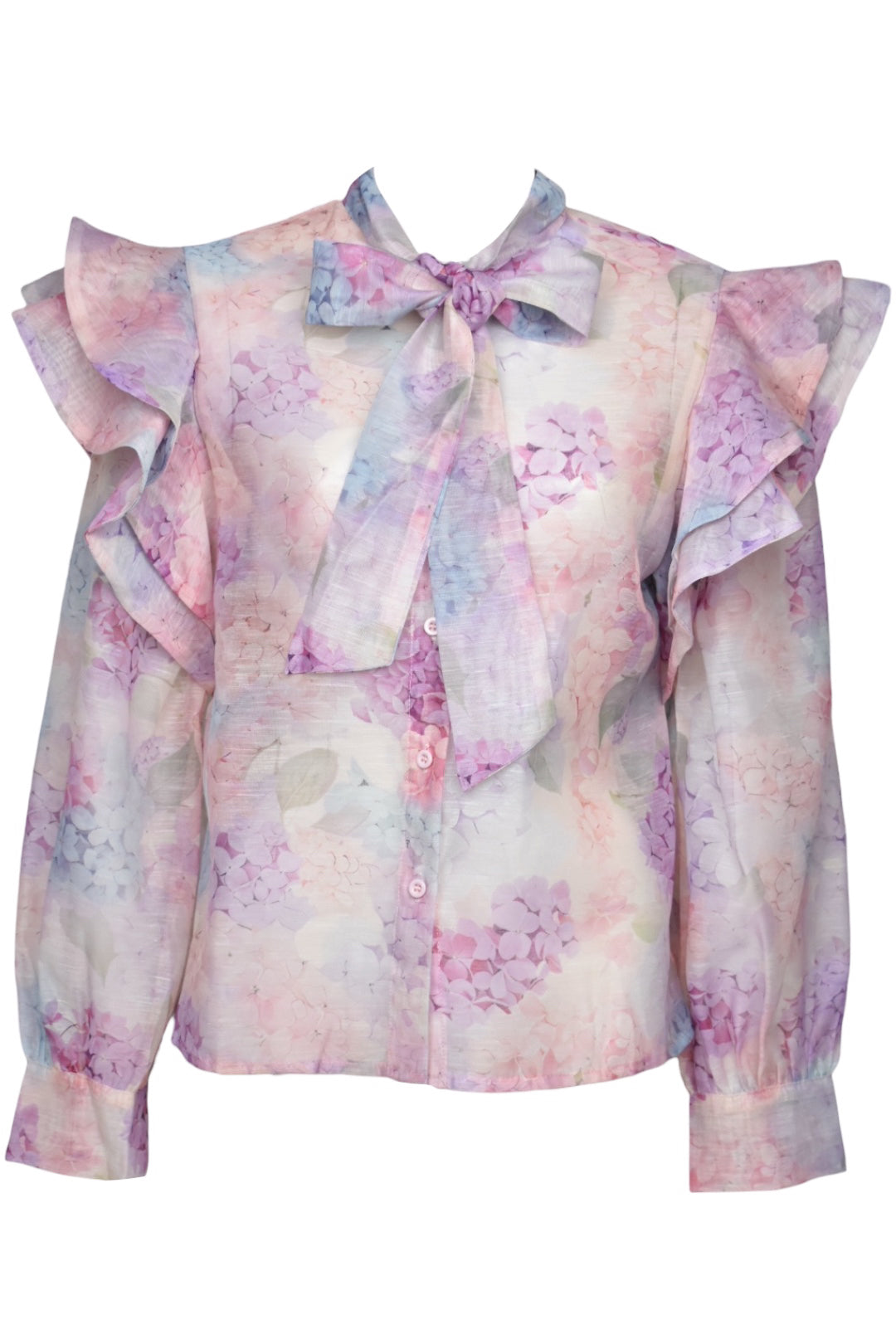Pastel Floral Print Frill Blouse