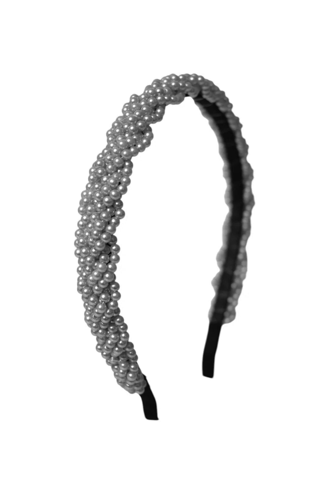 Pewter Plaited Pearl Hairband