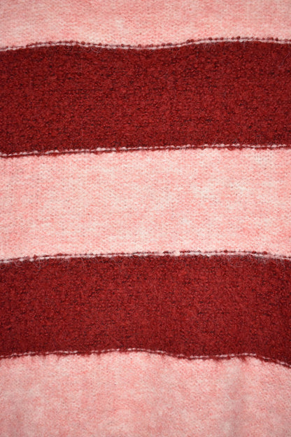 Pink & Burgundy Striped Zip Up Cardigan