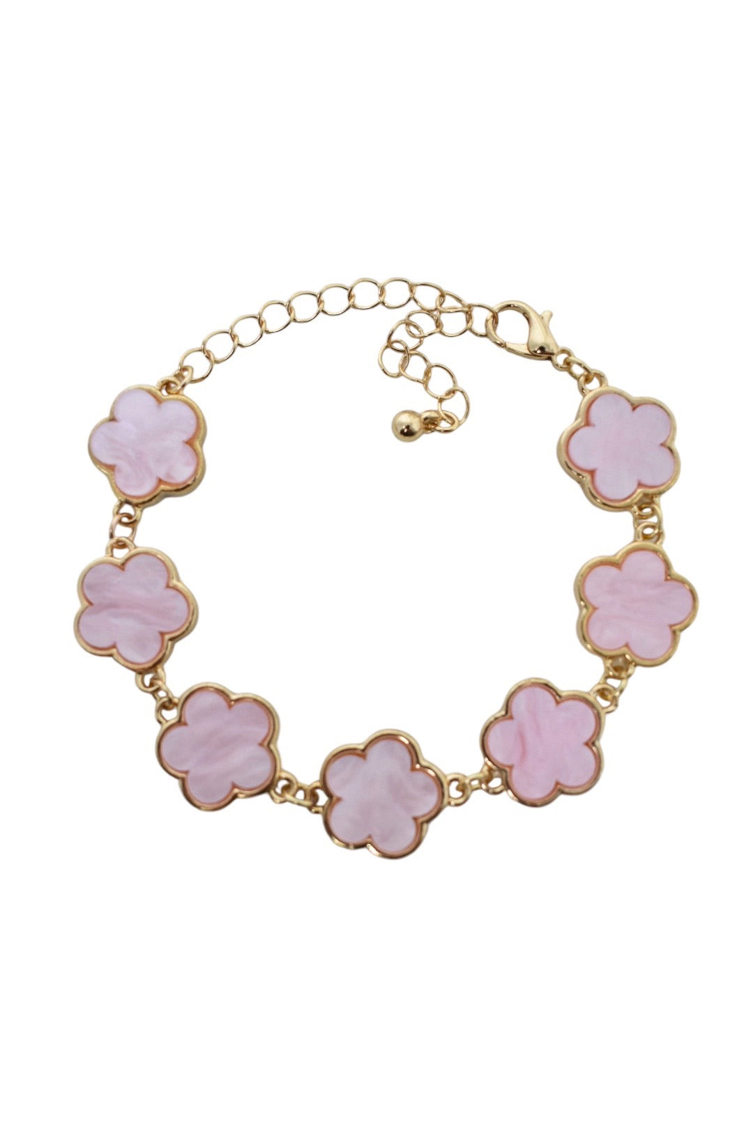 Pink & Gold 7 Clover Bracelet