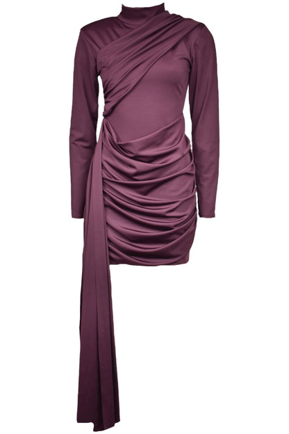 Plum Drape & Sash Dress