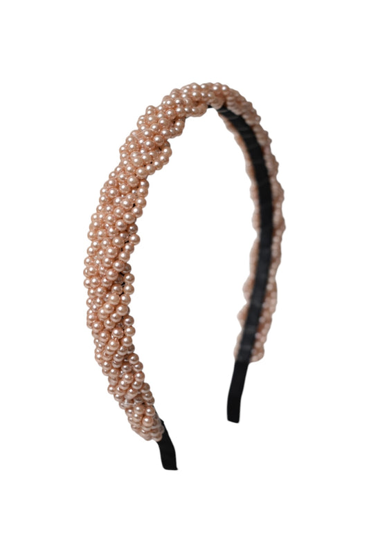 Rose Gold Plaited Pearl Hairband