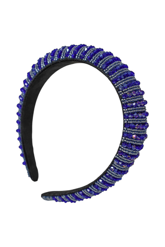 Royal Blue & Silver Beaded Hairband