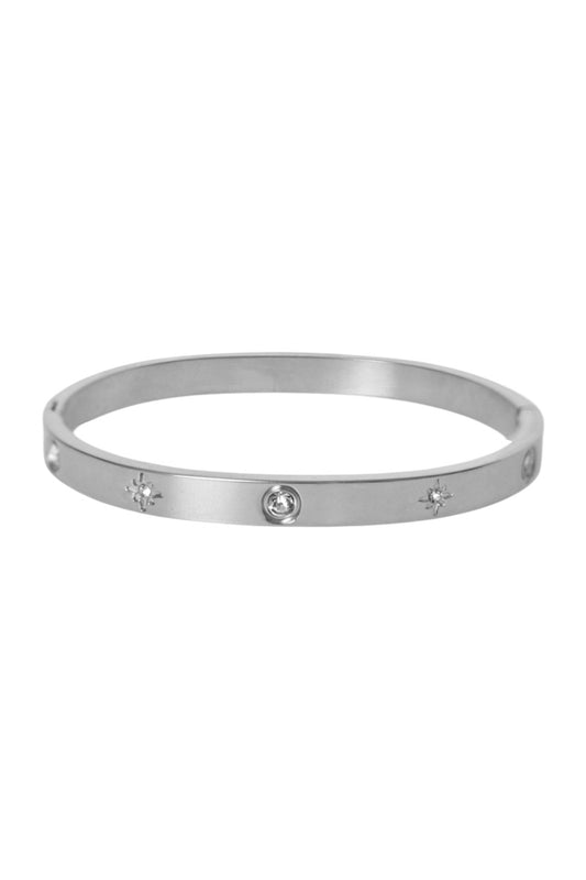 Silver Crystal Star Bangle