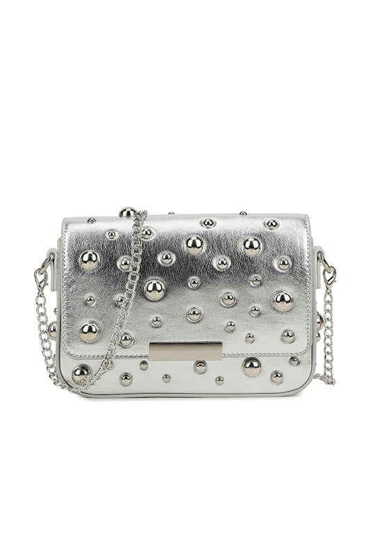Silver Studded Cross Body Bag