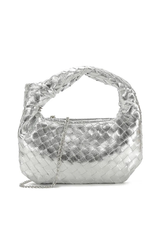 Silver Woven Knotted Grab Bag