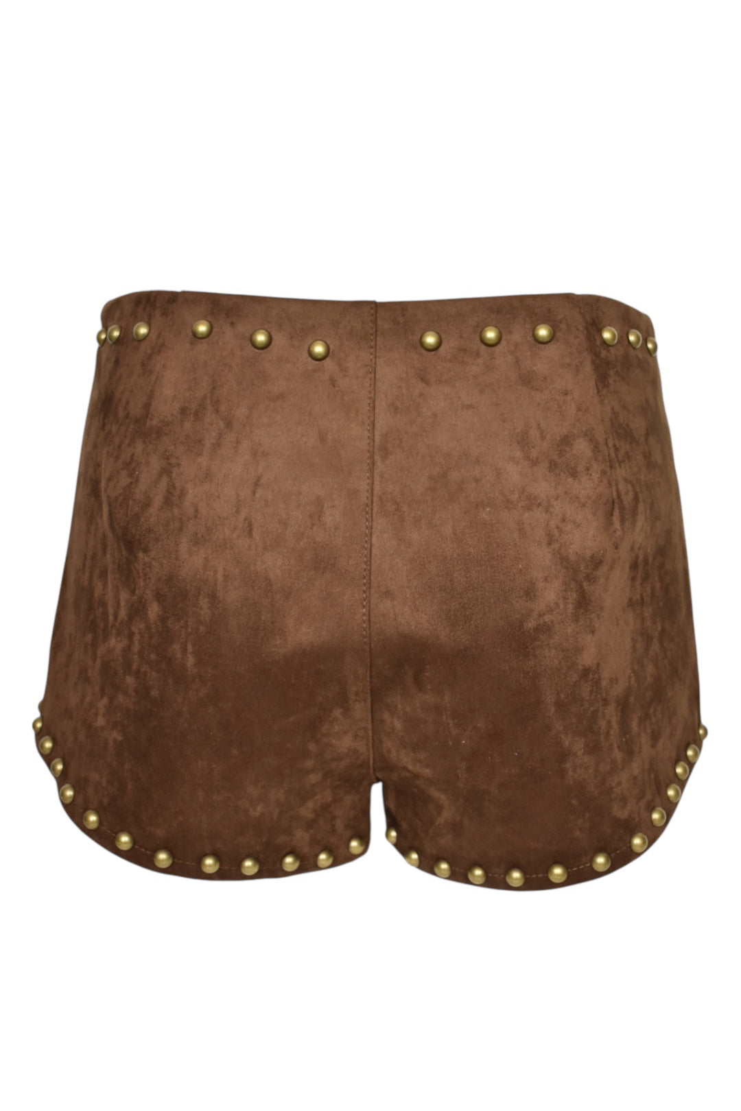 Tan Faux Suede Studded Micro Shorts