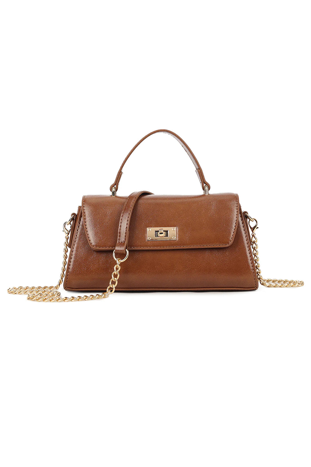 Tan Gold Fastening Mini Grab Bag