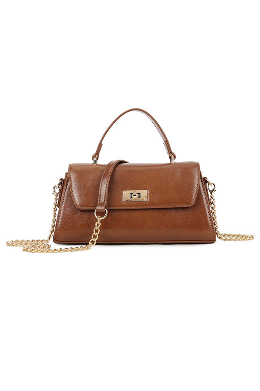 Tan Gold Fastening Mini Grab Bag