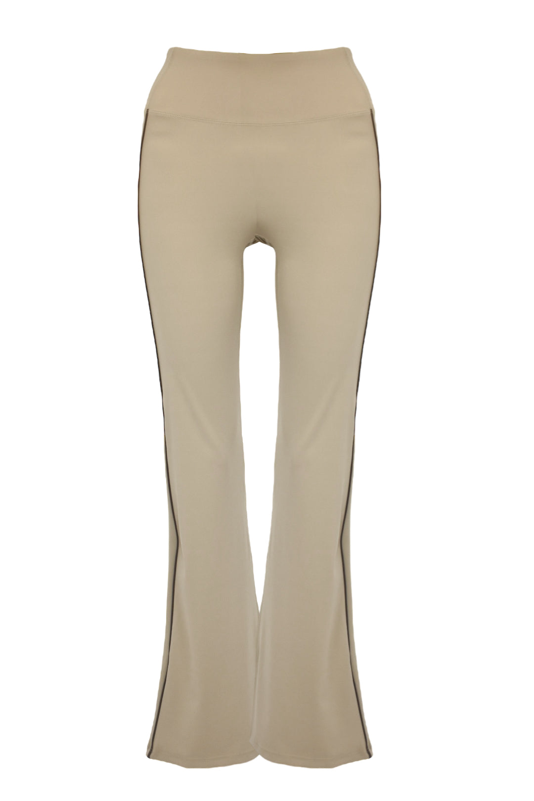 Taupe Active Contrast Piping Zipped Jacket & Flares Set