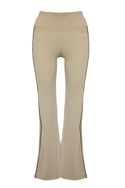 Taupe Active Contrast Piping Zipped Jacket & Flares Set