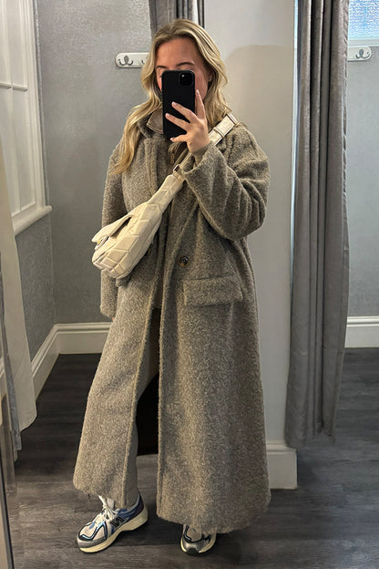 Taupe Woollen Duster Coat