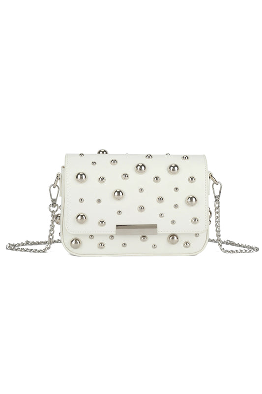 White Studded Cross Body Bag